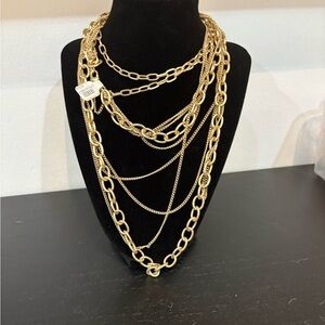 🔸NWT🔸Multi Strand Matte Gold Chain Necklace
